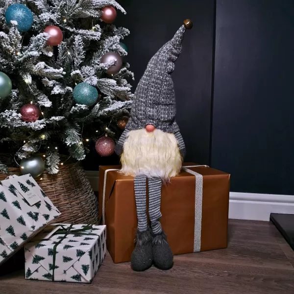 Image of 79cm Battery Operated Christmas Gonk with Dangly Legs Decoration in Dark Grey