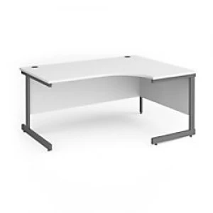 image of Dams International Right Hand Ergonomic Desk with White MFC Top and Graphite Frame Cantilever Legs Contract 25 1600 x 1200 x 725 mm