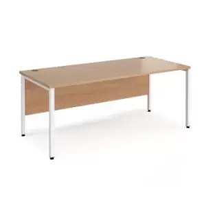 image of Office Desk 1800mm Rectangular Desk With Bench Leg Beech Tops With White Frames Maestro 25