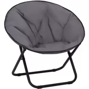 Image of Folding Saucer Moon Chair Oversized Padded Seat Round Oxford Grey - Grey - Outsunny