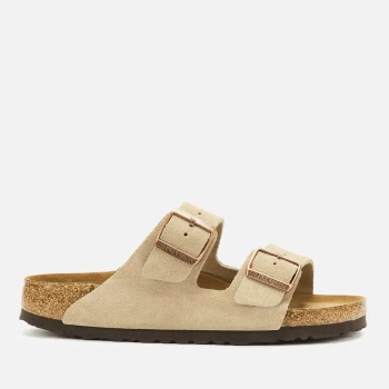 Image of Birkenstock Womens Arizona Slim Fit Sfb Suede Double Strap Sandals - Taupe - EU 38/UK 5