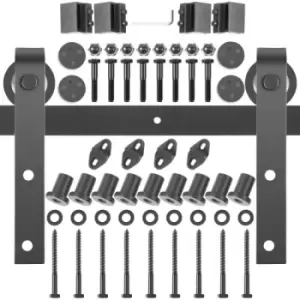 Image of VEVOR Sliding Barn Door Hardware Kit, 12FT Barn Door Kit, 330LBS Load-Bearing Double Barn Door Hardware Kit, Carbon Steel Barn Door Track, Darn Door f