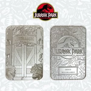 image of Jurassic Park Gate Silver Limited Edition Collectable Ingot