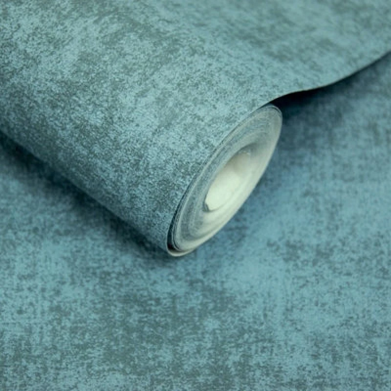 Image of Grandeco Alba Plaster Plain Textured Wallpaper, Blue
