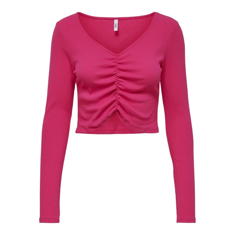 Image of Only Womens long sleeve v-neck crop top Only onlkenya life Rose Female XS