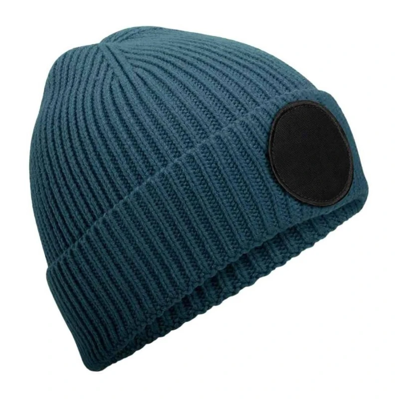 Image of Beechfield Beechfield Men Patch Circular Patch Beanie in Navy Navy One Size Male 5063703595810