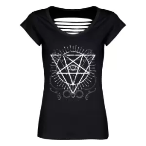 Image of Grindstore Womens/Ladies Pentagram Eye T-Shirt (XS) (Black)