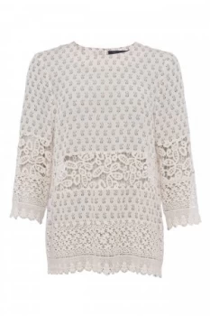 Image of French Connection Honshu Sheer Tunic Top Cream