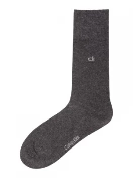 Mens Calvin Klein 2PK Flat Knit Cotton Sock Grey