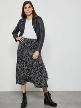 Image of Mint Velvet Jessica Ruffle Midi Skirt - Black, Size 8, Women