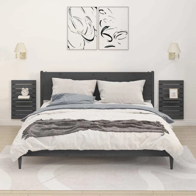 Image of Vidaxl Bed Cabinet With Solid Wood Legs Home Bedroom Side Bed Couch End Table Storage Cabinet Stand Nightstand Furniture Concrete Grey 40X30X50 Cm, Gr