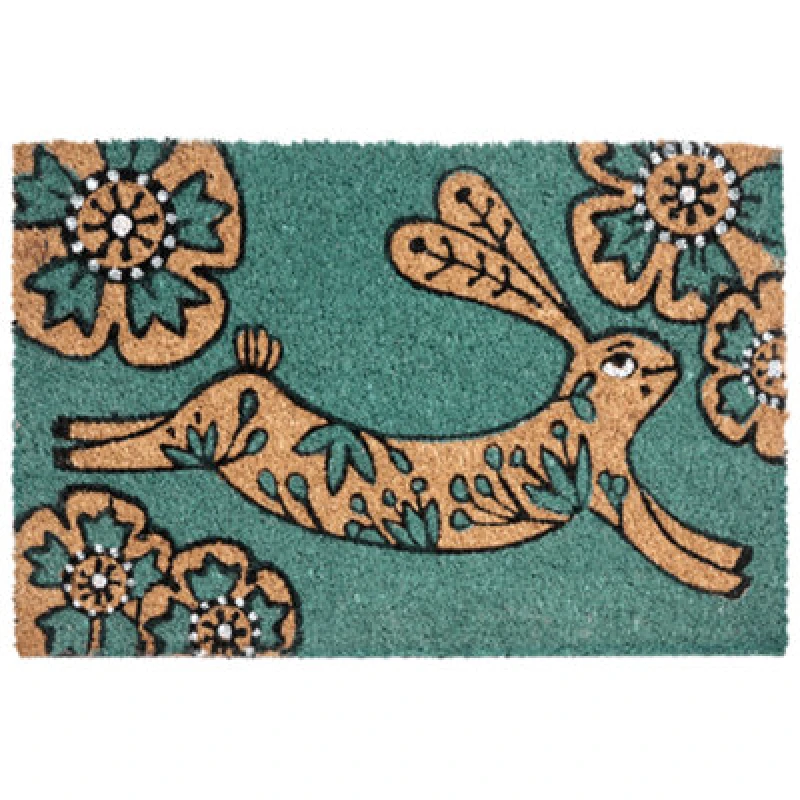 Image of Beliani Doormat Clark Teal 40 X 60 Cm Rabbit Coir