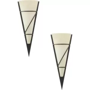 Image of 2 PACK Wall Light Colour Antique Brown Shade Beige Glass Chalked Bulb E14 1x60W