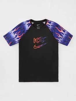 Image of Boys, Nike Kylian Mbappé Nike Junior Dri-FIT Short Sleeve T-Shirt - Black, Size S