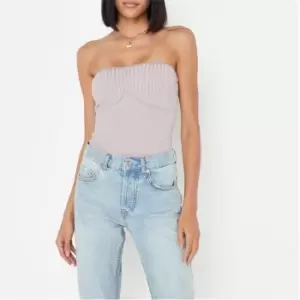 Image of Missguided Underbust Seam Knitted Bodysuit - Grey
