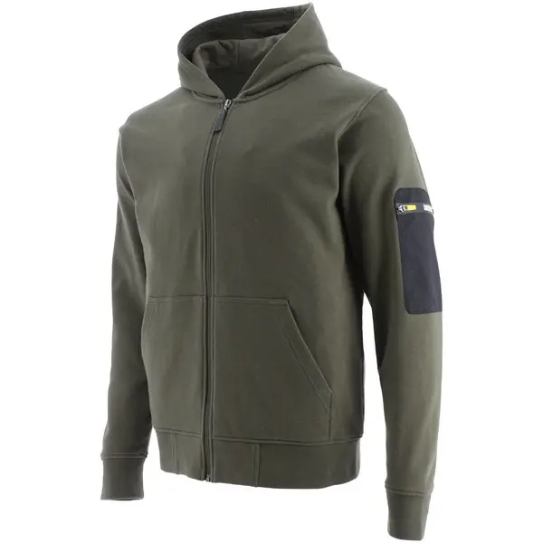 Image of CAT Workwear Mens Loopback Full Zip Fitted Stylish Hoodie M - Chest 38-40' (96-101cm) Army Moss CAT812-MOSS-M
