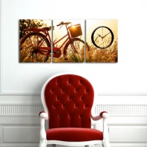 3P3040CS-79 Multicolor Decorative Canvas Wall Clock (3 Pieces)