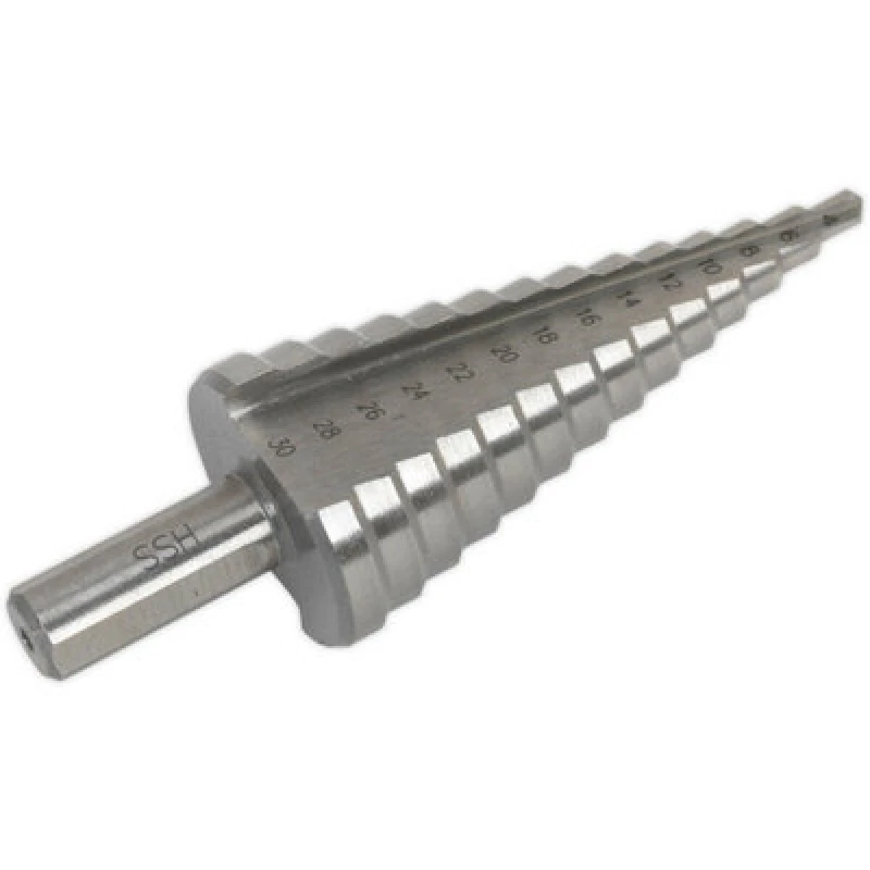 Image of Loops HSS 4341 Double Flute Step Drill Bit - 4mm to 30mm Holes - Precision Drilling Multi
