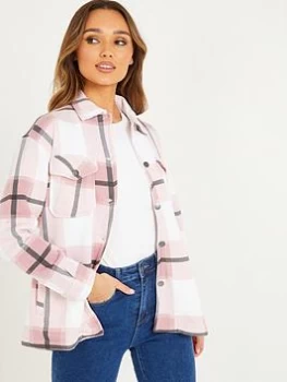 image of Quiz Black Checked Pocket Front Shacket - S