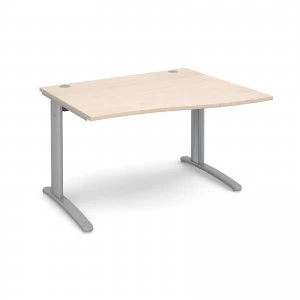 image of TR10 Right Hand Wave Desk 1200mm - Silver Frame maple Top