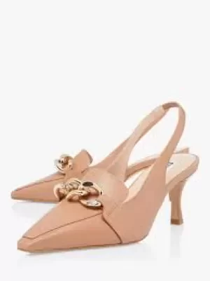 Dune Tan Leather 'California' Mid Stiletto Heel Slingbacks - 3