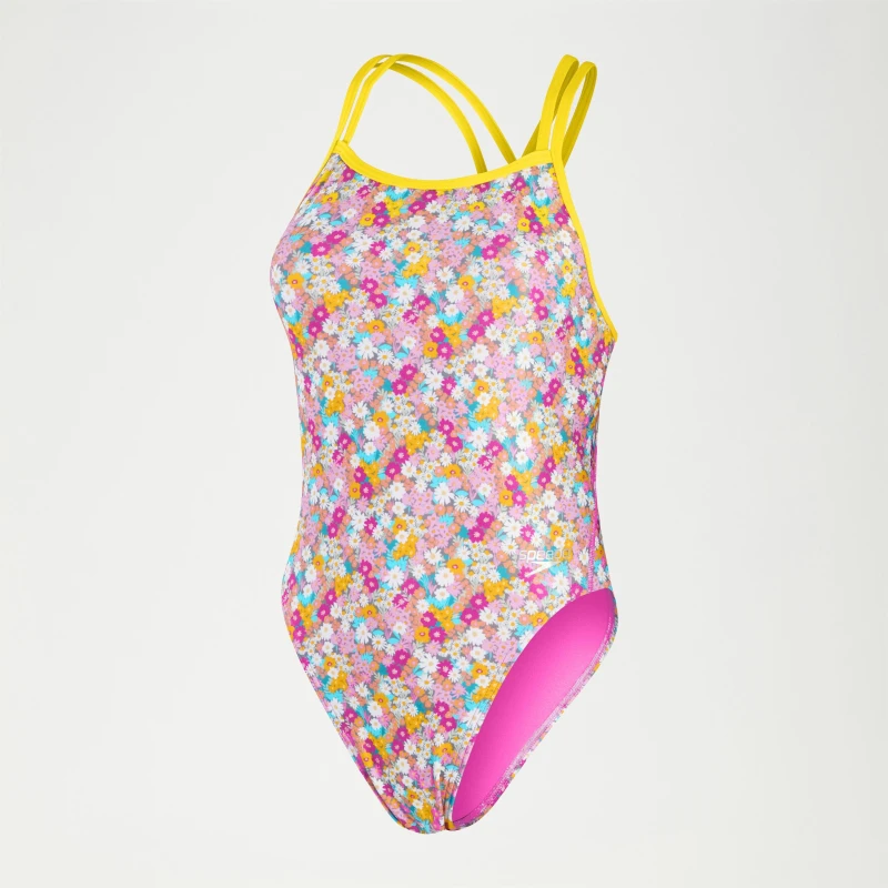 Image of Speedo Womens Alov Digi Starbk One Piece Swimsuit Yellow/Pink female 26