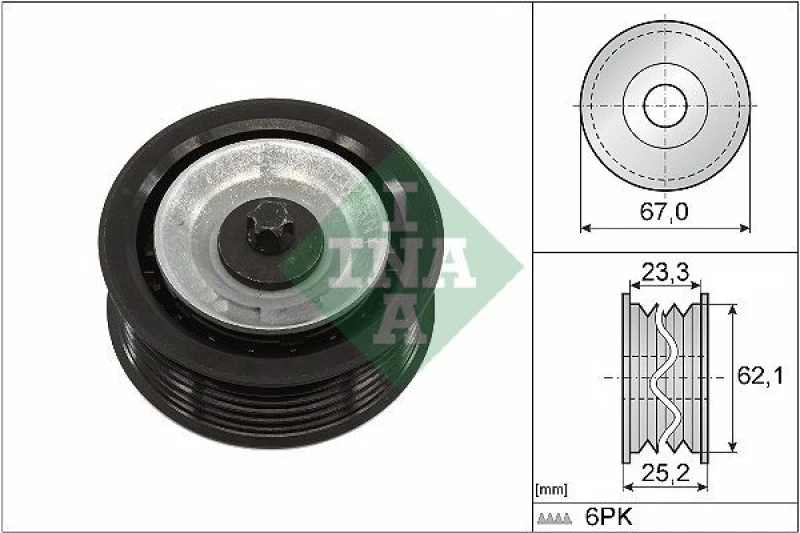 Image of Deflection / guide pulley, V-ribbed belt INA 532 0619 10