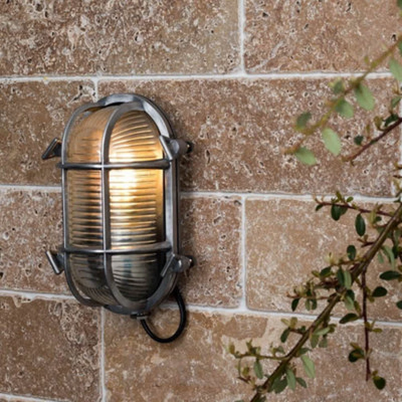 Image of ValueLights ValueLights Bow Oval Bulkhead IP64 Outdoor Garden Wall Light with Warm White Bulb in Silver Silver One Size Unisex 5016529016076