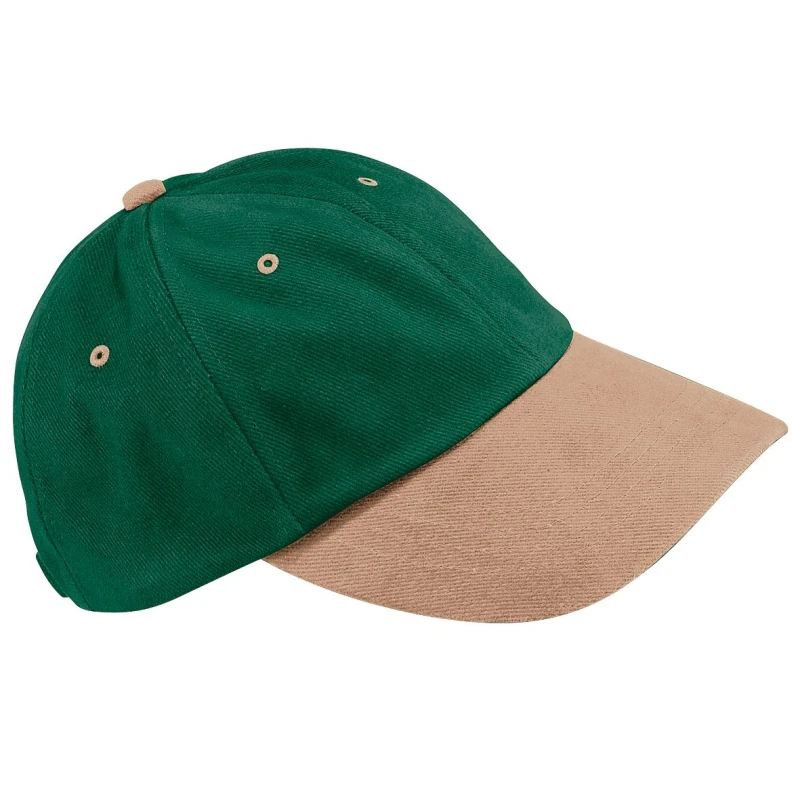 Image of Beechfield Beechfield Men Low Profile Heavy Brushed Cotton Baseball Cap Pack of 2 in Green Green One Size Male 5059269089801