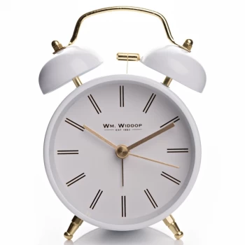 Image of Wm. Widdop Double Bell Alarm Clock Baton Dial - White