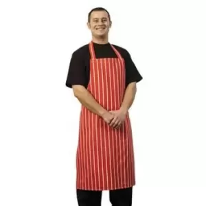 image of BonChef Butcher Full Length Apron (One Size) (Red/White) - Red/White