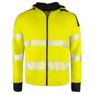 image of Projob Mens Hi-Vis Long Cuff Hooded Jacket (L) (Yellow/Black)