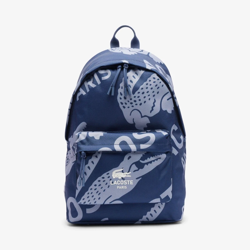 Image of Lacoste All Over Print Backpack - Blue Blue One Size