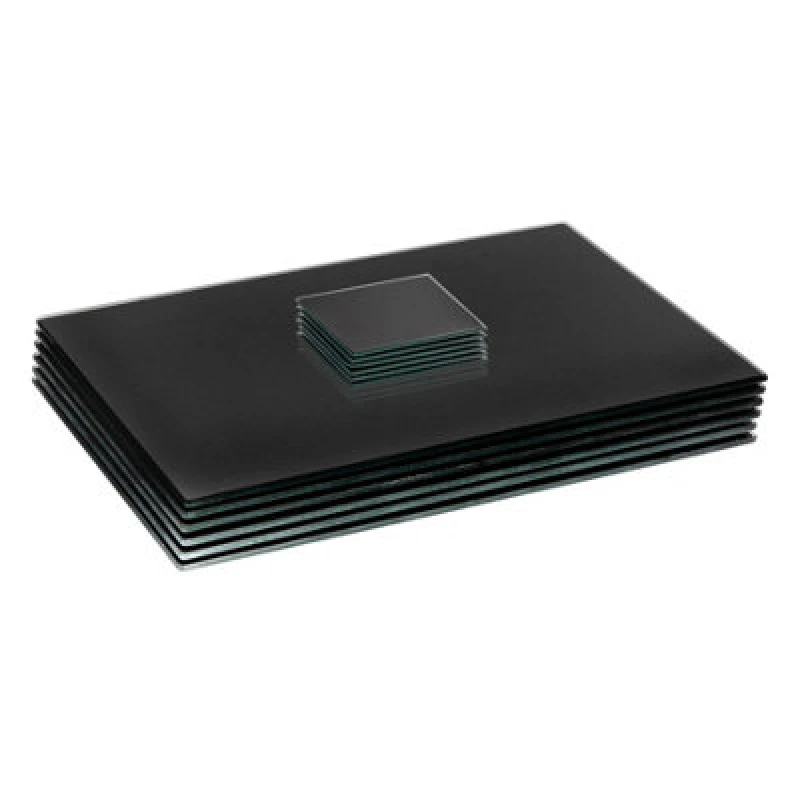 Image of Harbour Housewares 12Pc Glass Placemats & Coasters Set - 40 X 30Cm Black Dining Table Protection Place Mats Cup Drink Coasters