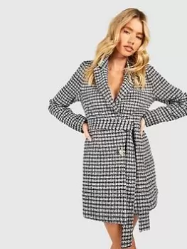Image of Boohoo Boucle Belted Blazer Dress - Black, Size 10, Women