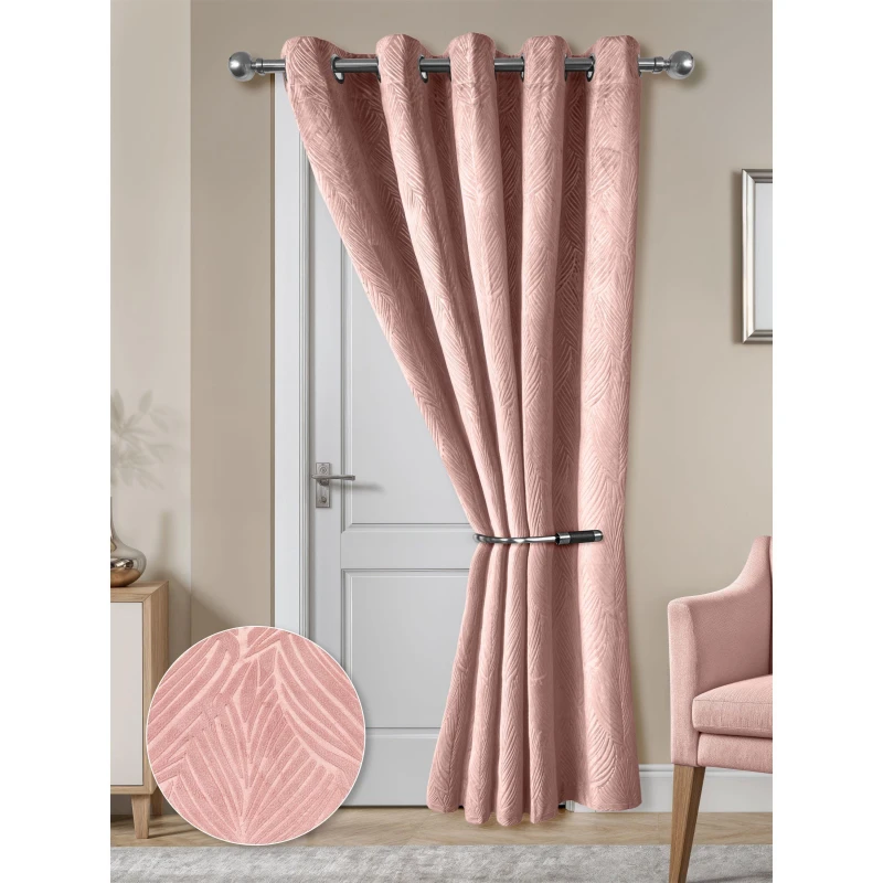 Image of Emma Barclay Eyelet Door Curtain Thermal Blackout Twilight Blush Pink unisex 117x213cm