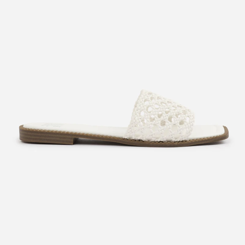 Image of Where's That From 'Catelyn' Woven Strap Detail Flat Sandals White