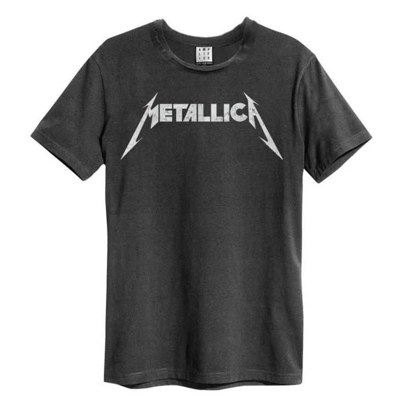 Image of Amplified Amplified Men Logo Metallica T-Shirt in Charcoal Size: Small Charcoal S Male 5063574335331