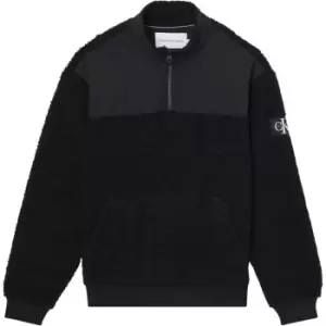 Image of Calvin Klein Jeans Badge Sherpa Half Zip Hwk - Black