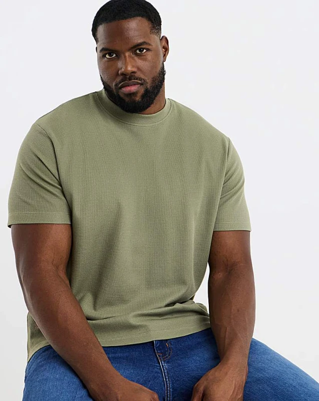Image of jack & jones Jack & Jones Austin Waffle T-Shirt Green - JACK & JONES - Size: 2XL(53) Green Male 2XL(53) JA56704