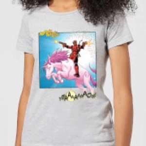 Image of Marvel Deadpool Unicorn Battle Womens T-Shirt - Grey - 3XL