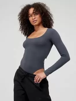 Image of adidas Studio Lounge Bodysuit - Dark Grey, Size XS, Women