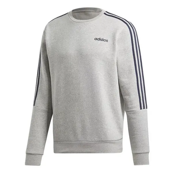 Image of adidas Mens Crew 3-Stripes Pullover Sweatshirt S Grey 52300725350