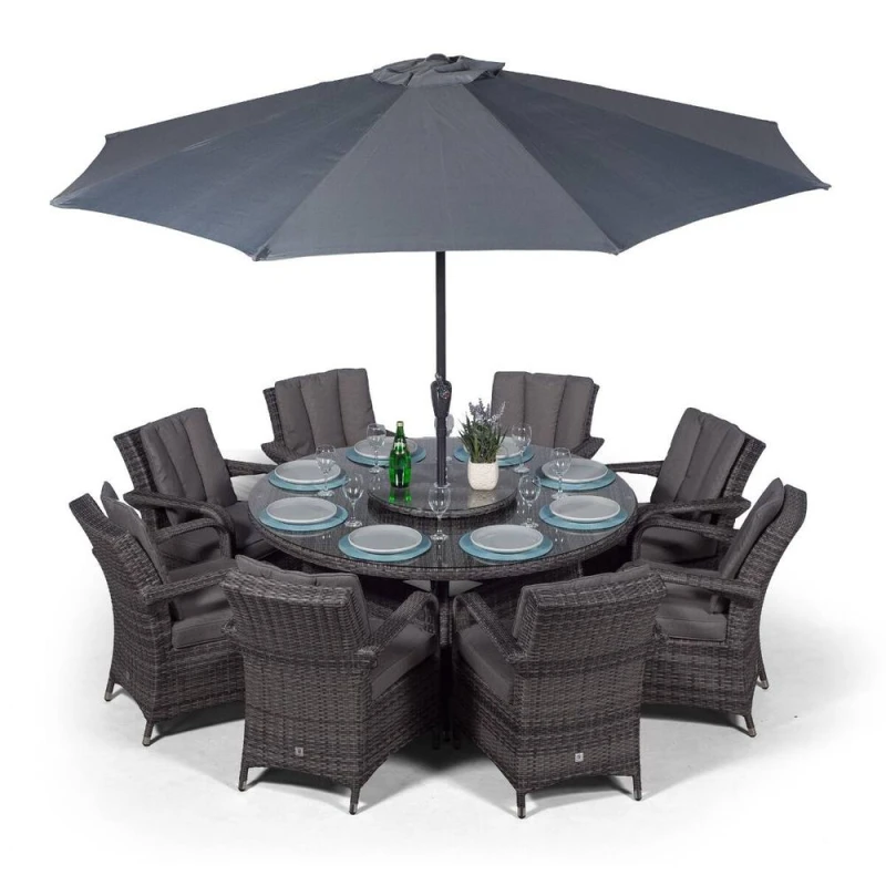Image of Thats Furniture Arizona Round 8 Seater Rattan Patio Dining Set in Grey Grey Unisex