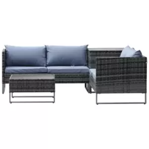 Image of Outsunny 4Pcs Patio Rattan Sofa Garden Furniture Set Table W/ Cushions 4 Seater