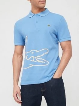 Lacoste Oversized Croc Detail Polo Shirt - Blue