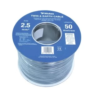 Image of Wickes Twin and Earth Cable - 2.5mm2 x 50m