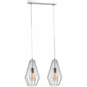 Keter Lex Bar Pendant Ceiling Light Silver, 50cm, 2x E27