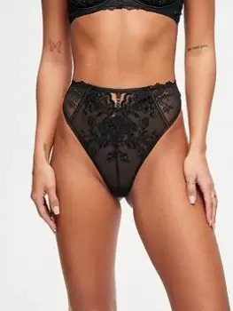 Image of Ann Summers Knickers The Icon High Waisted Thong - Black, Size 12, Women