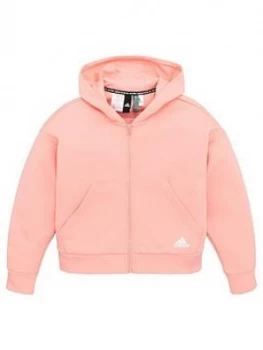 image of Adidas Childrens Crew Zip Front Hoodie - Pink